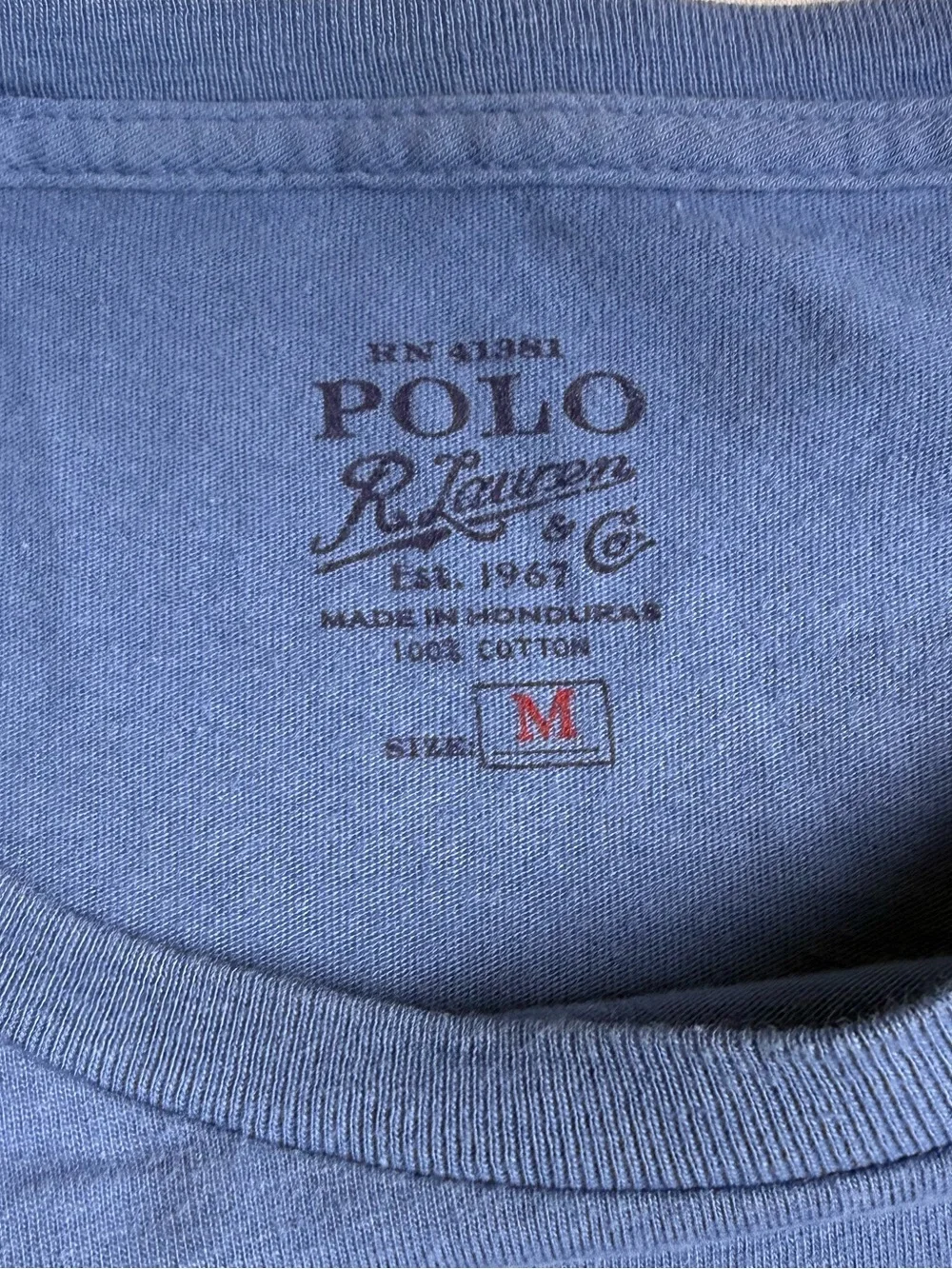 Polo Ralph Lauren Blue Long Sleeve Pocket Tee Shirt Pony Logo Men Medium